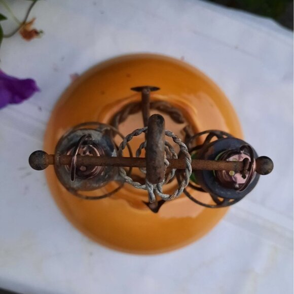 Vintage Train Light House Lantern Glass Salt & Pepper Shaker Set Wrought Iron Ho - Picture 5 of 6